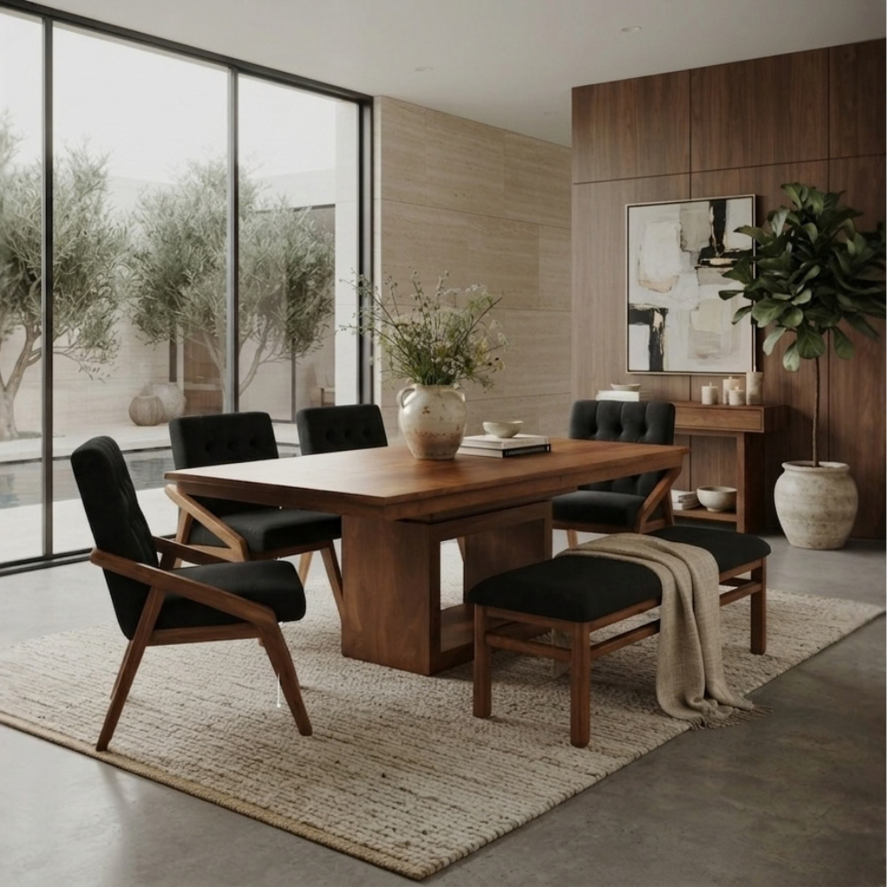 Comedor Modelo Austria 4 Sillas 1 Banca Negro
