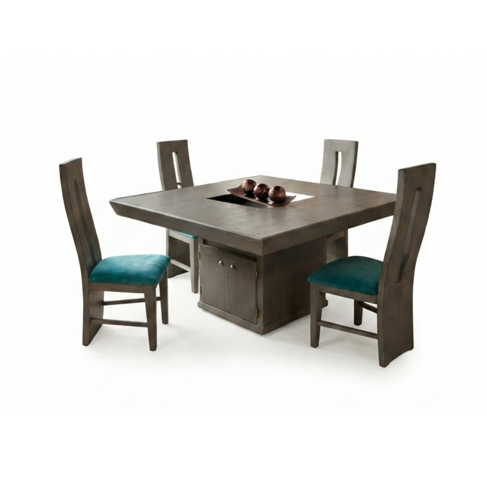 Comedor Modelo Viena 4 Sillas Color Gris