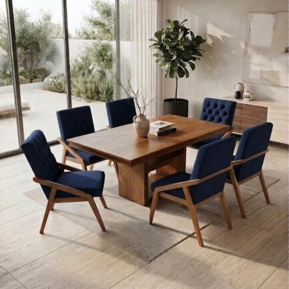 Comedor Modelo Austria 6 SIllas Azul Marino