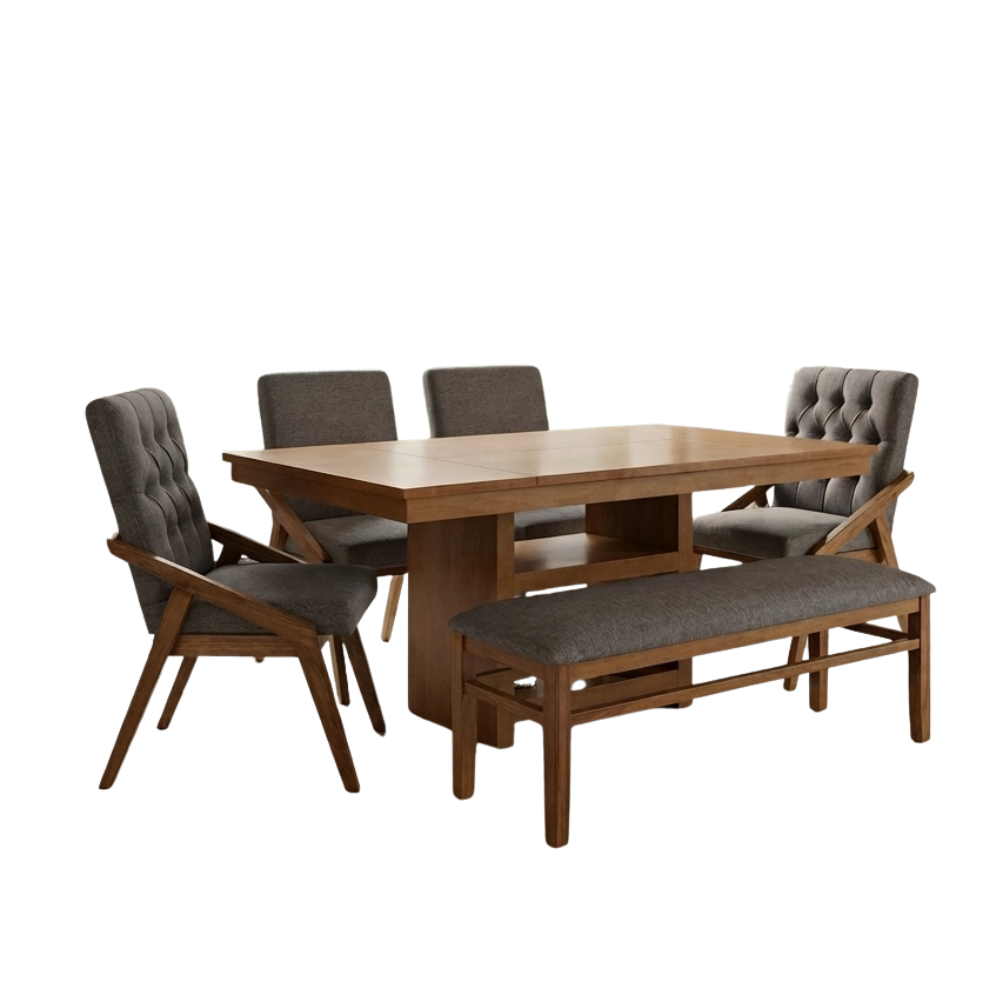 Comedor Austria 4 Sillas 1 Banca Color Gris