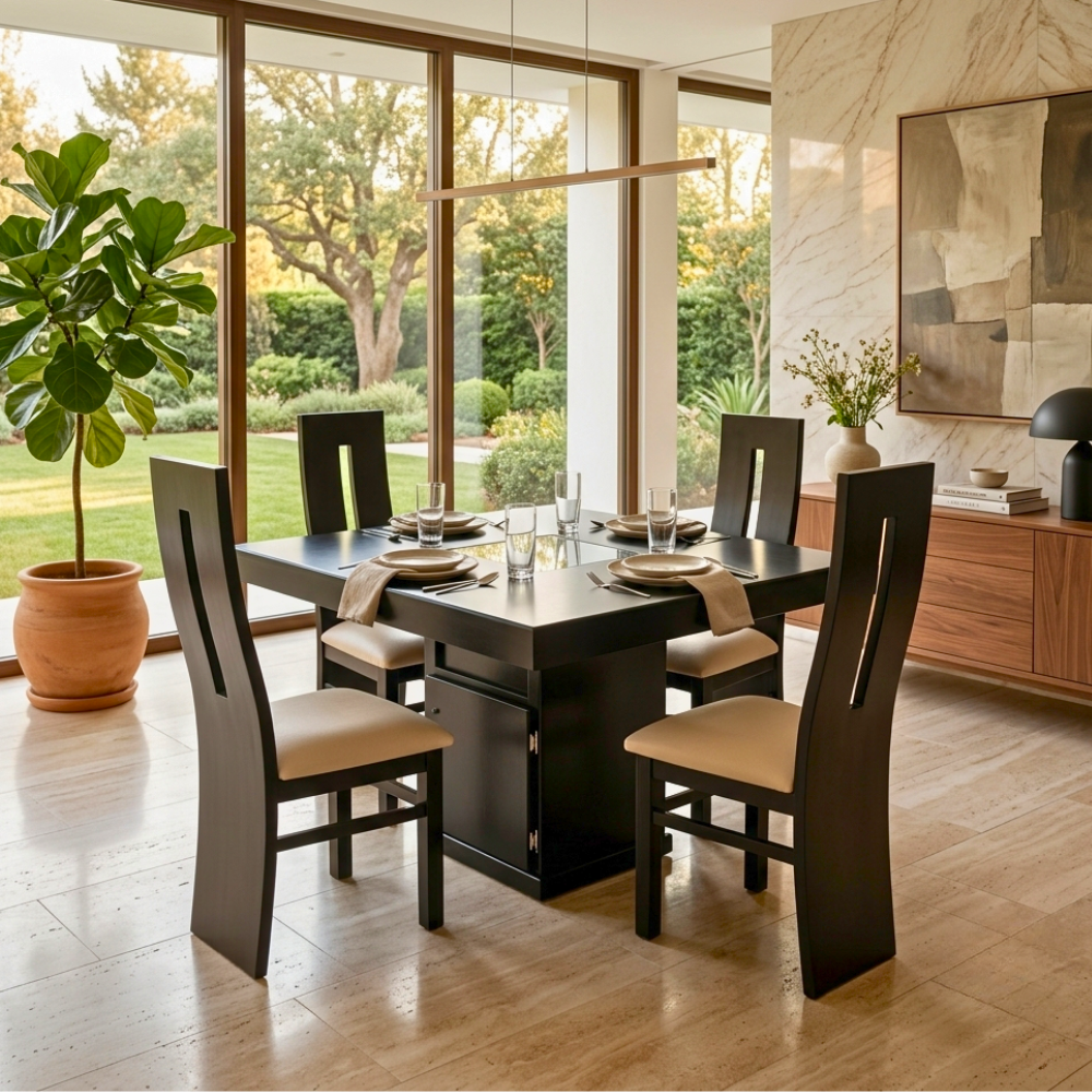 Comedor Modelo Viena 4 Sillas Color Chocolate